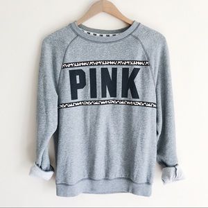 PINK Leopard Print Logo Crewneck Sweatshirt